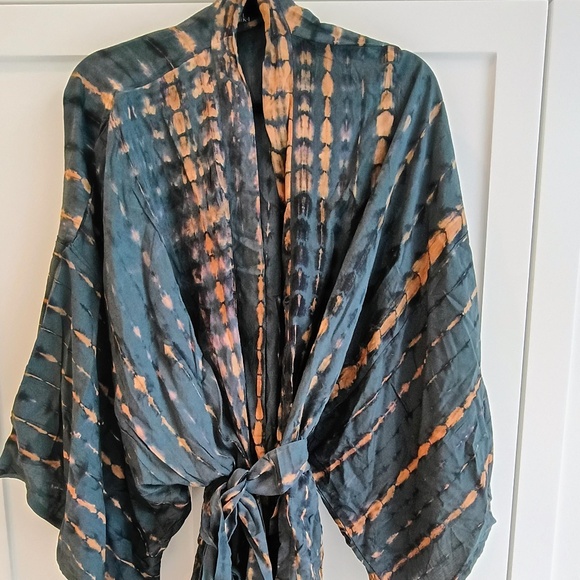 💋 Tie dye forest deep khaki robe/coverup *NEW - Picture 2 of 8